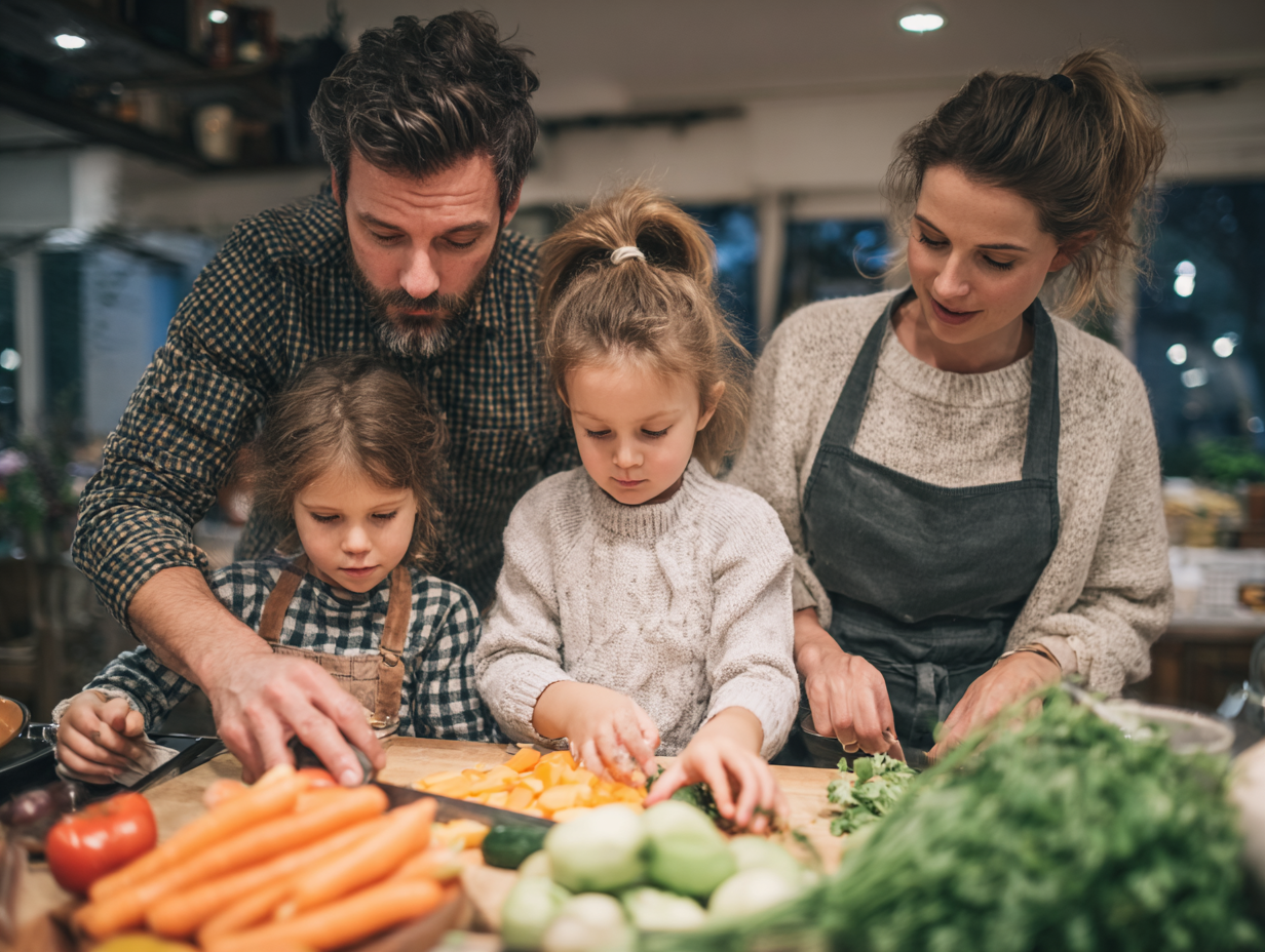 Збалансована тарілка з різними продуктами